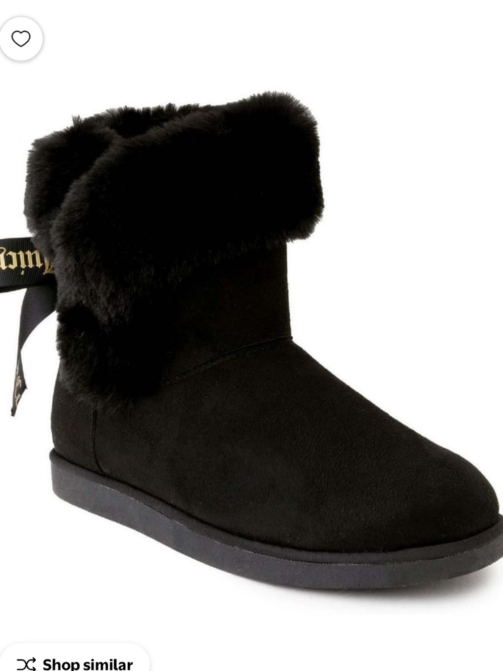 Juicy Couture girls Black Faux-Fur Cuffed Ankle Boots size 13